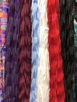 

African Lace Fabric 2019 Embroidered Sequin Nigerian Lace Fabric Bridal High Quality French Tulle Lace Fabric For Wedding Party