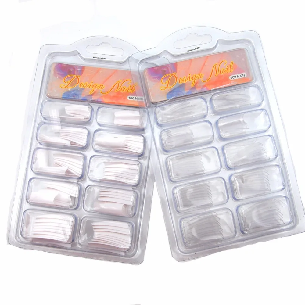 100Pcs Clear False Nails 100pcs White False Nails Acrylic Art Manicure