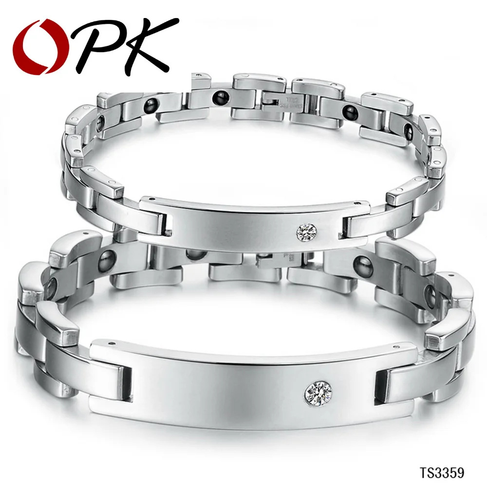 OPK влюбленные магнитные браслеты повседневные 316L нержавеющая сталь+ кубический цирконий браслет для женщин и мужчин лучшие ювелирные изделия подарок GS3359