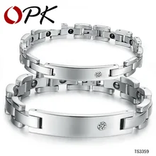 OPK влюбленные магнитные браслеты повседневные 316L нержавеющая сталь+ кубический цирконий браслет для женщин и мужчин лучшие ювелирные изделия подарок GS3359