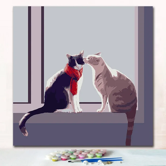 Naughty cut cat paintings pictures by numbers on canvas drawing paint