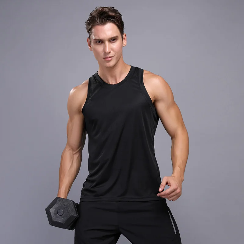 

High Quality Sport Running Men's Vest Tops Fitness Gym Sport T Shirt Sleeveless Training Running Men's Tank Top