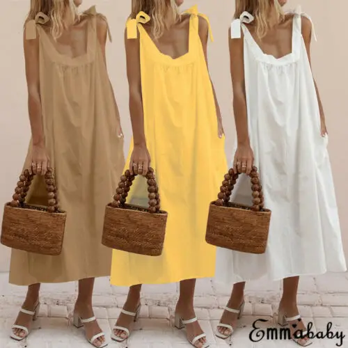 

Women Summer Boho Maxi Dress Evening Party White Pink Beach Loose Sundress Backless Causal Solid Long Dresses Vestido 2019 new