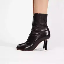 Большие размеры 10; Лидер продаж; Полустелька в виде единорога; ботильоны высокого качества; брендовые черные кожаные облегающие высокие эластичные сапоги;