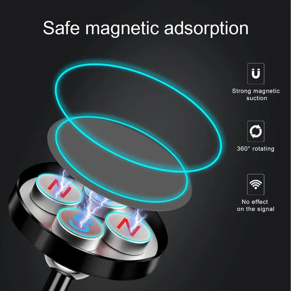 FONKEN Luminous Phone Car Holder Two Way Adjust Car Magnetic Holders Magnet Adsorption Mobile Mount Key Cable Desk Stands