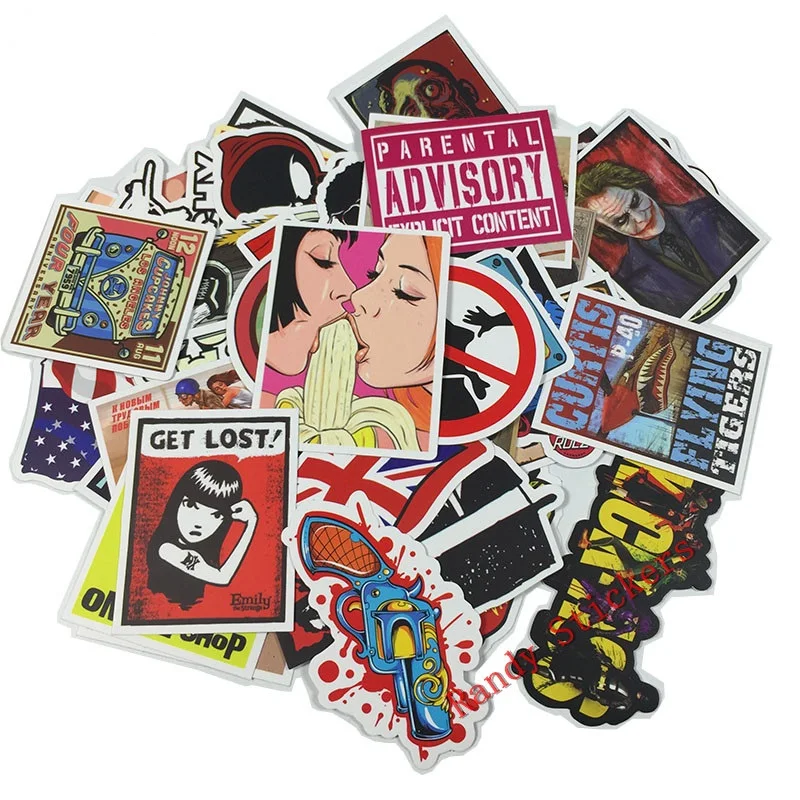 NEW 50 pcs mixed laptop snowboard luggage decor jdm brand sticker on car styling decal motorcycle doodle sticker car sticker