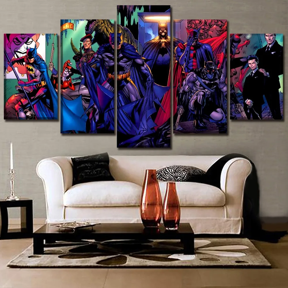 

5 Piece Comics Batman Battle for the Cowl Painting Decorative One Set Modular Framework Wall Art Kids Room Canvas HD Printed