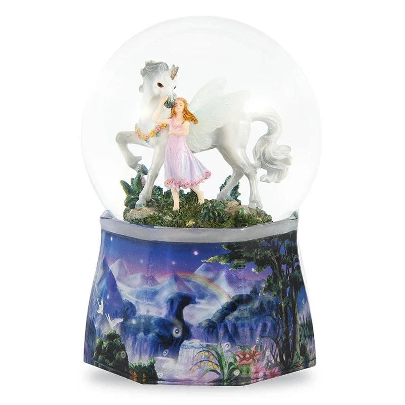 

10*15cm Fairy Unicorn Exquisite Snow Globe Sequins Crystal Ball Music Box Craft Home Decor Christmas New Year Gifts