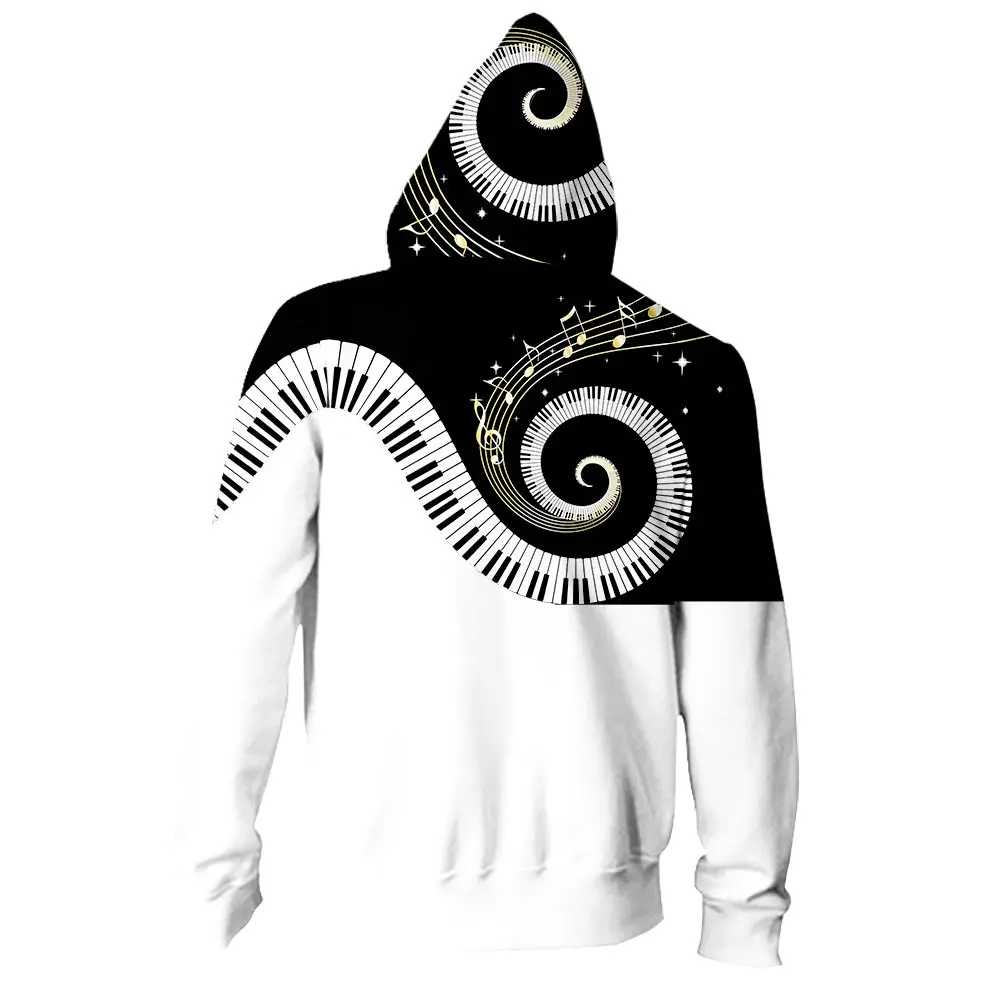 WAMNI Musical Note 3D Print Hooded Sweatshirt Harajuku Piano Fashion Autumn Novelty Hight Street Hoodie Long Sleeve