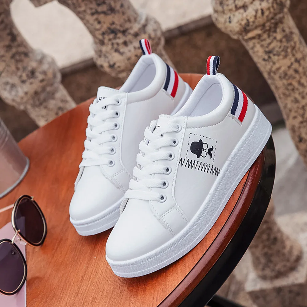 Ladies Women's Shoes Fashion Beard Striped Sneakers Flat Casual White Shoes woman sneakers shoes 2019 white sneakers women Ladies Women's Shoes Fashion Beard Striped Sneakers Flat Casual White Shoes woman sneakers shoes 2019 white sneakers women
