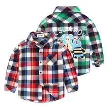 plaid shirt fall 2016 new children’s clothing baby cartoon lapel coat the spring and autumn period and the boys long sleeve