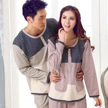 Новое поступление хлопок loversfull рукава Лоскутная Синий лаванды Цвет пижамы