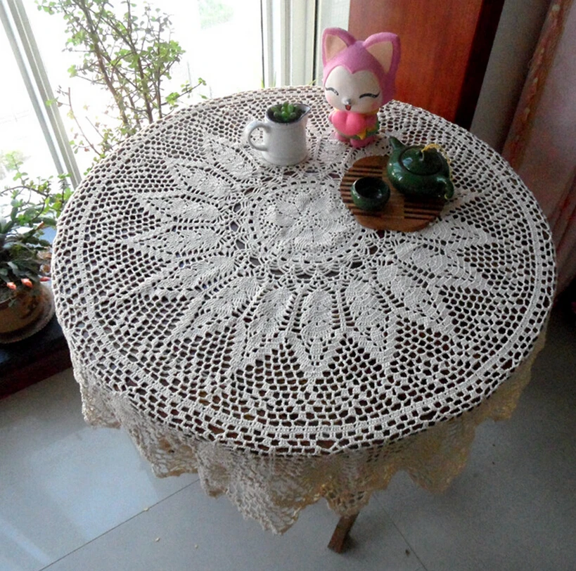 Christmas Beautiful Handmade Crochet Cotton Coffee Tablecloths Flowe