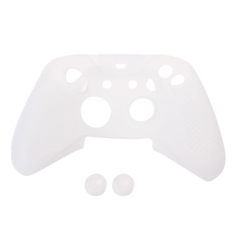 Противоскользящий силиконовый чехол 2 крышки джойстика для Xbox One S Slim/X контроллер - Цвет: Белый