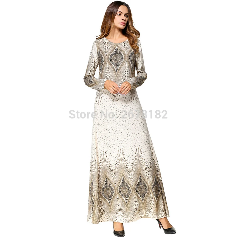 

Fashion Flower Print Muslim Dress Women Abaya Middle East Long Robe Gowns Ramadan Dubai Arab Islamic Clothing