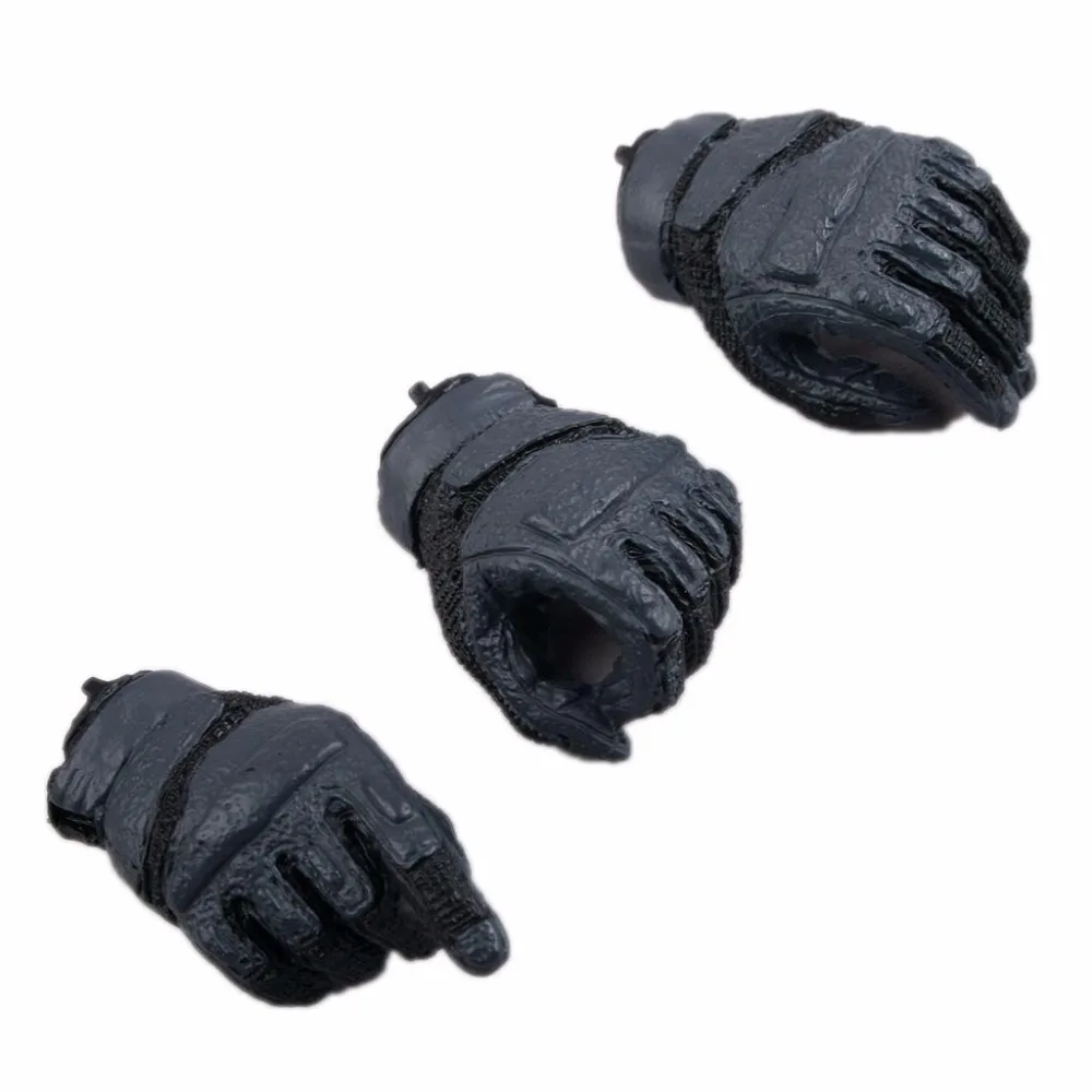 

[wamami] 1:6 Scale Action Figure Toy Black Gloves Hands Diy Accessories 3pcs