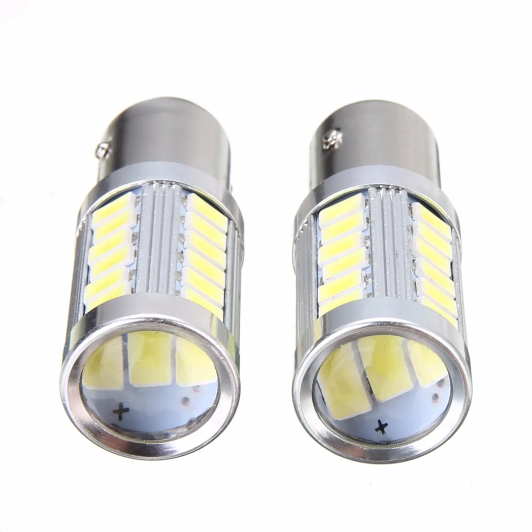 2pcs/set 1157 Car Reverse Lamp BA15D P21W 33SMD LED Auto Backup Head Light Bulb Super Bright White Lights