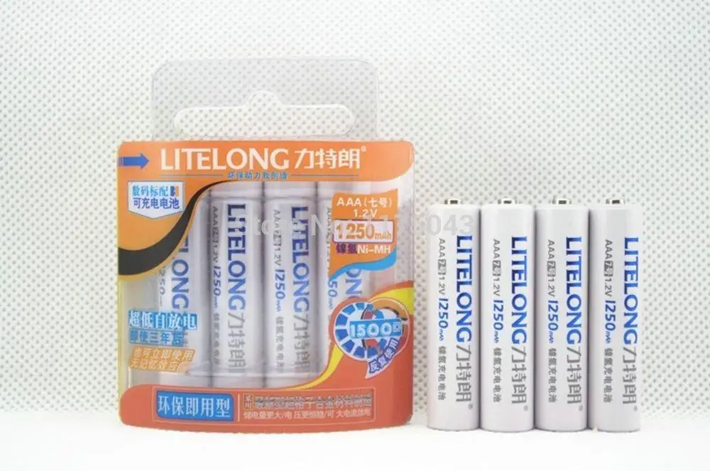 

2Pcs 8 pcs/lot AAA 1250mAh ni-mh rechargeable battery 1.2v Can becharged 1500 times Quality warranty