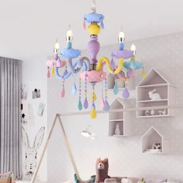 Красочная хрустальная люстра Macaron color Droplight лампа для детской спальни креативный фантастический Светильник витражный блеск