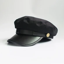 Женские Модные береты, хлопок, фиксированный берет, повседневная шапка с кожаным козырьком, Женская винтажная Осенняя шапка, элегантные береты, шапки для женщин, плоская подошва