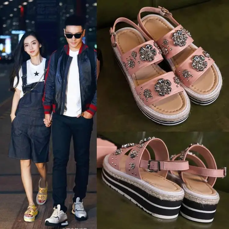 Toe Oro Medio Mujeres Amarillo As Show Peep Claro as Show Hebilla Plataforma Goma Niña Dulce Zapatos Rosa De Talón Dos Flor Sandalias 87TfFw0q7