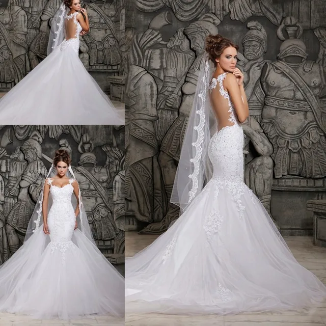 2017 Mermaid Wedding Dress Satin Plus Size Sweetheart Backless 2017 Mermaid Wedding Dress Satin Plus Size Sweetheart Backless Gown With Chapel Train Bridal Dresses Jw084