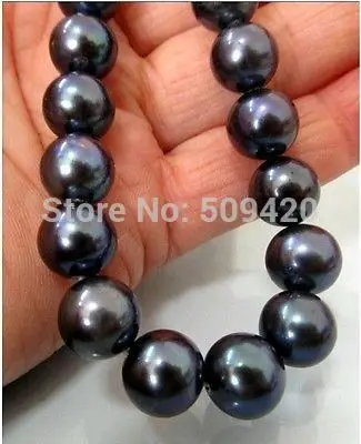 

FREE SHIPPING>>@> HOT >>GENUINE NEW 12-13MM TAHITIAN NATURAL BLACK PEARL NECKLACE PERFECT ROUND