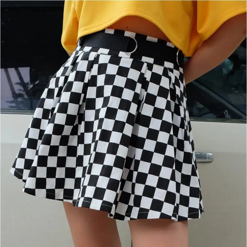 

Pleated Checkerboard Skirts Womens High Waisted Checkered Skirt Harajuku Dancing Korean Style Sweat Short Mini Skirts