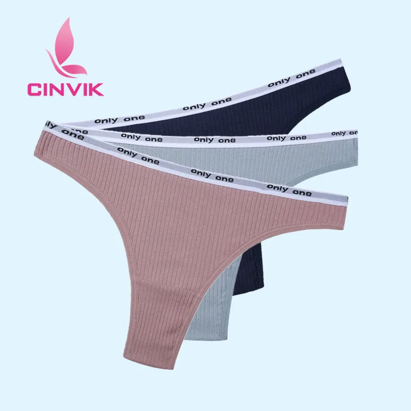 3 unids/lote Tanga de algodón para mujer, ropa interior de cuerda, bragas de lencería Sexy, pantalones íntimos de mujer, letra baja- lugar