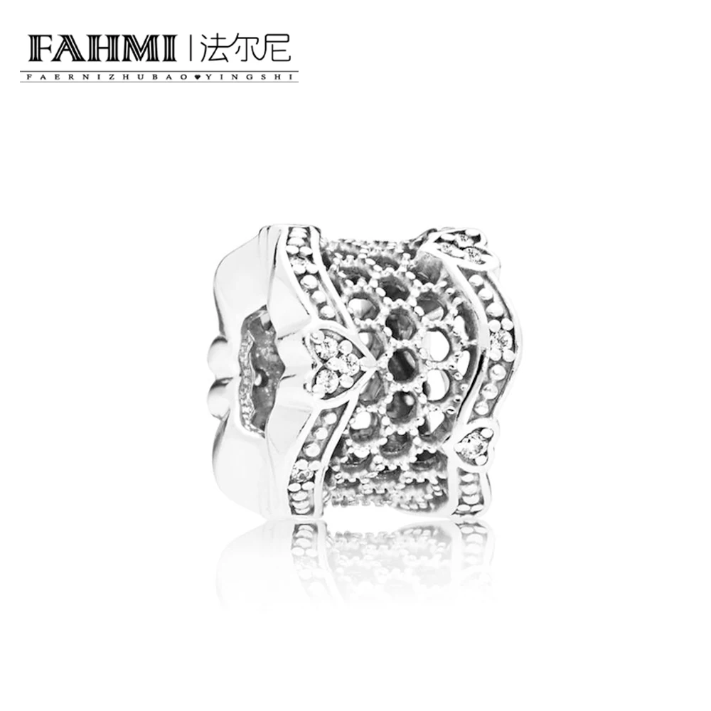 

FAHMI 100% 925 Sterling Silver 797653CZ LACE OF LOVE SPACER CHARM Charming Retro Elegant Women Gift Jewelry Original 2018