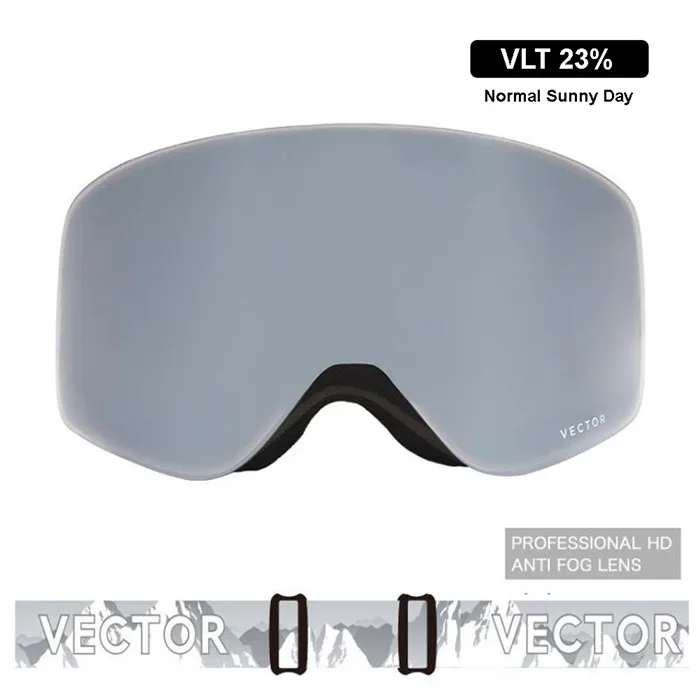 Цилиндрические лыжные очки противотуманные двухслойные UV400 линзы съемный нескользящий ремешок Солнечный облачный день ночь Сноубординг солнцезащитные очки - Цвет: grey
