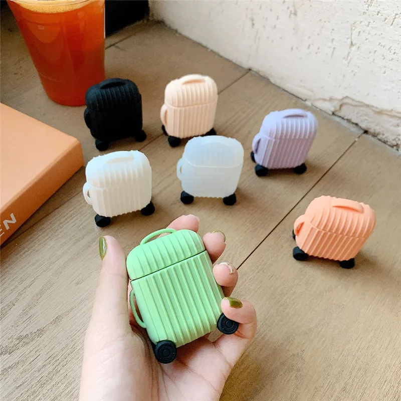 

Applicable to Apple AirPods cartoon wireless Bluetooth headset cover silicone charging set personality round suitcase portable