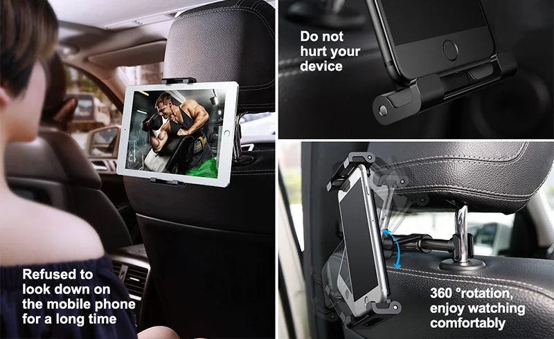 JEREFISH автомобильное заднее сиденье телефон планшет держатель Регулируемый 4-11 дюймов телефон стенд кронштейн универсальный для iPad iPhone планшет телефон