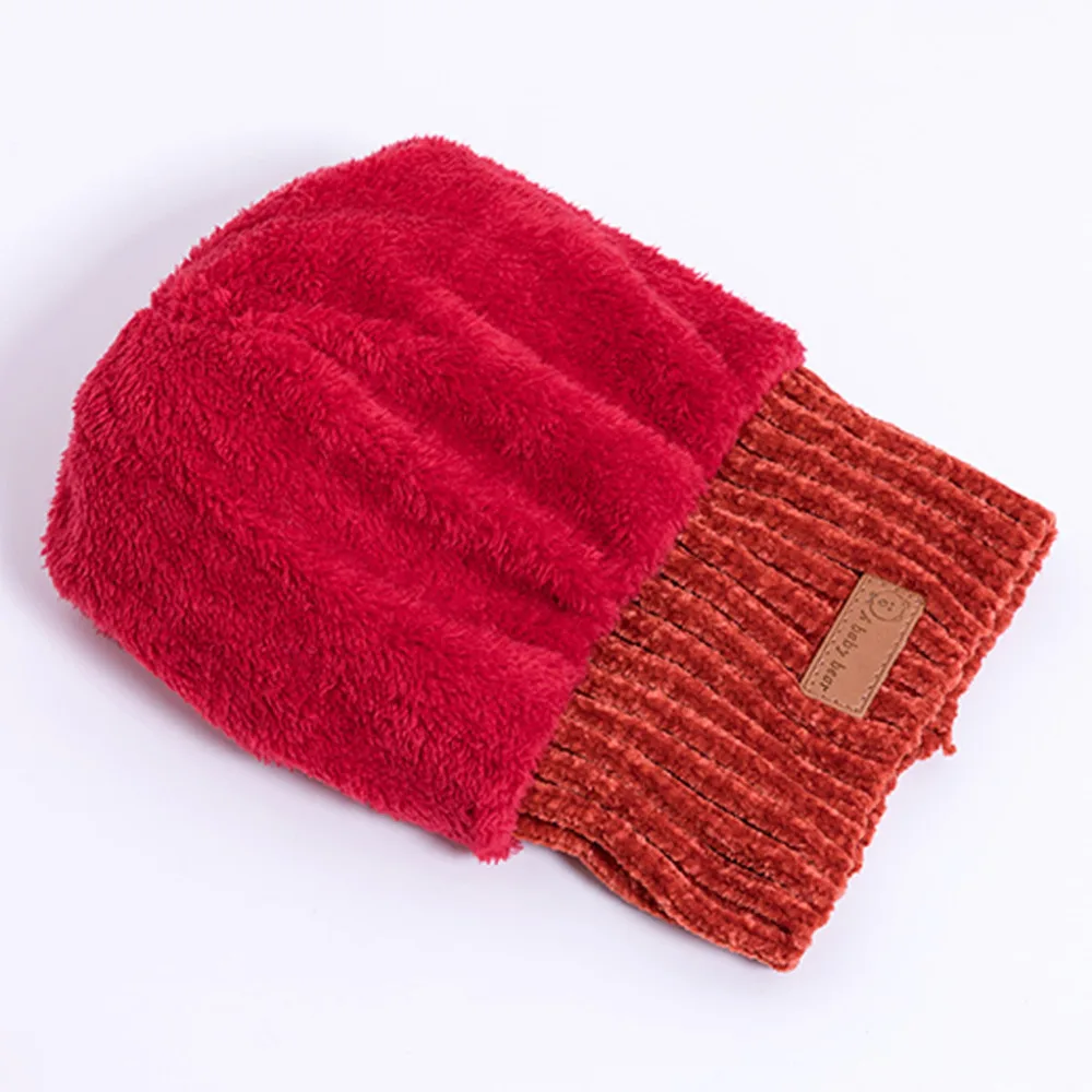 Детский комплект из 3 предметов с шапкой, теплая зимняя вязаная шапка для маленьких мальчиков и девочек+ шарф+ перчатки, милый комплект с помпонами для маленьких мальчиков