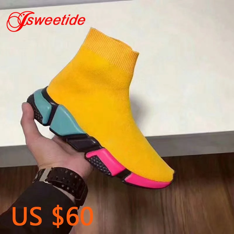 

Women Casual Sneakers Stretch Fabric Shoes Women Flats Platform Espadrilles Women Designer Luxury Brand Top Quality Mesh Shoes
