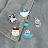 Cup and coffee skull stars Cat combination Denim Enamel lapel pins collection Badges Brooches Gifts for friend Jewelry wholesale ► Photo 3/6