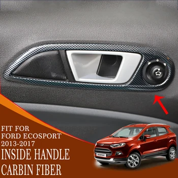 

Fit For Ford Ecosport 2017-2013 Car Interior Inside Door Handle Cover Trim Carbon Fiber Mahogany ABS Plastic Car Accessories