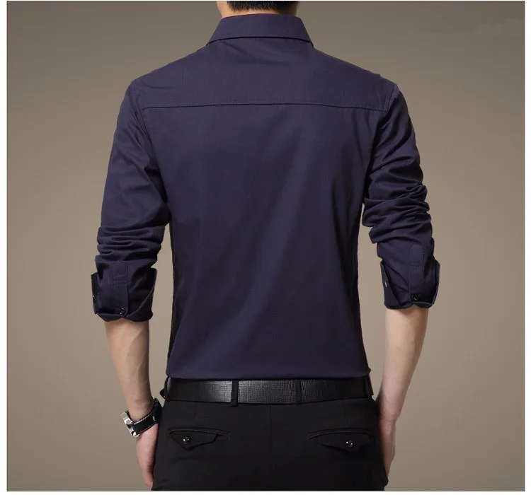 2019 Весна 100% хлопковая рубашка Для мужчин с длинным рукавом Повседневное модные мужские рубашки корейский стиль Slim Fit платье рубашка
