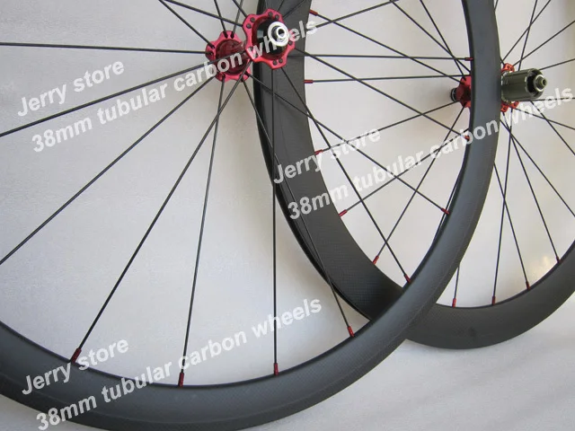 Высокое качество ручной работы углерода 38 трубчатые колеса 56 мм, велосипедная пара колес