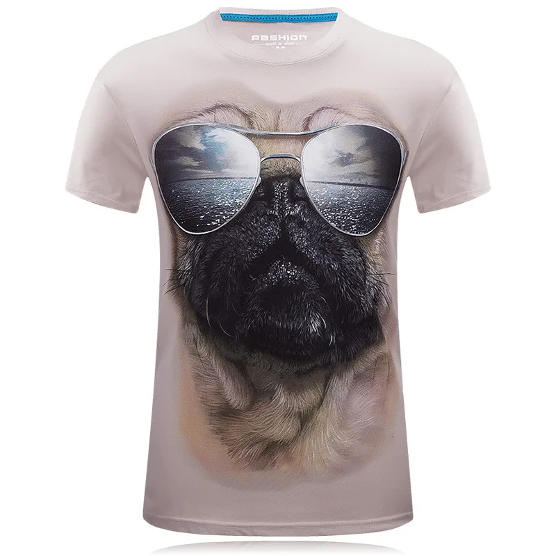 

S-6XL Cool Glasses Dog Men T Shirt O-neck Short Sleeves Tee Man's Cotton Casual Slim Summer Tops Lagre Size