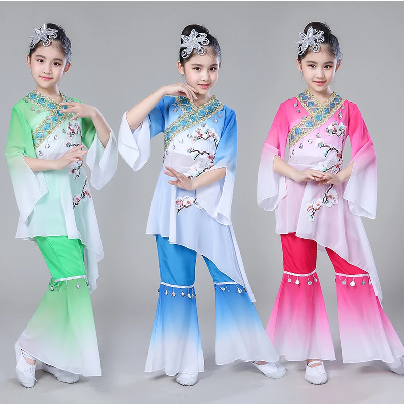 

Children's Classical Dance Performance Clothes Adult Girls Umbrella Dance Elegant Yangko Folk Modern Oriental Stage Dress