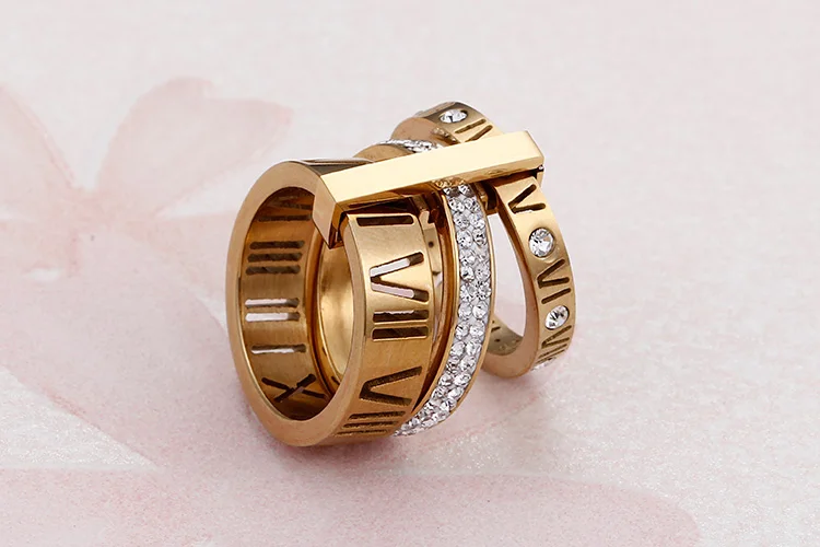 KALEN женские элегантные кольца на фаланг пальца Размер 5-8 три слоя римские цифры Стразы кольца на палец ювелирные изделия рождественские подарки
