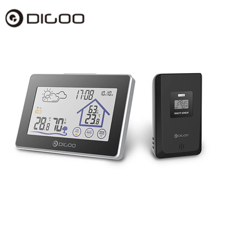 

Digoo DG-TH8380 Wireless Thermometer Hygrometer Touch Screen Weather Station Thermometer Outdoor Forecast Sensor Clock