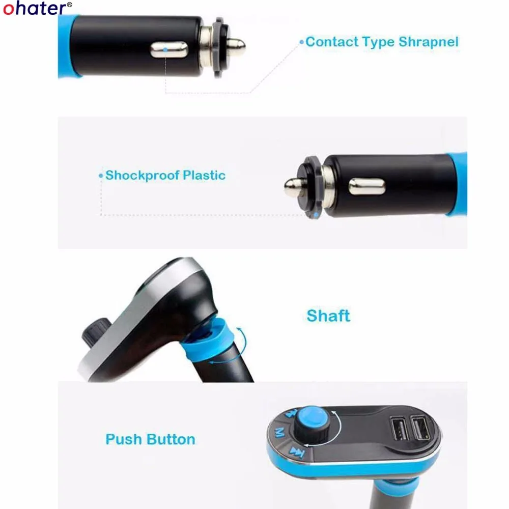 Ohaterwirelessbluetooth автомобиля плеер fm-передатчик Dual USB Автомобильное Зарядное устройство Поддержка SD/карты памяти музыка Управление Hands-Free вызов