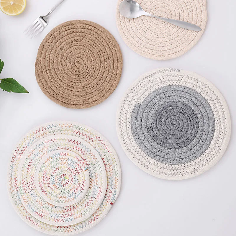 

4 Pcs/lot Placemat Home Dining Table Mat Cotton Thickness Mat Fashion Dish Pads Bowl Cup Pad Coasters Heat-resistant Table Pad