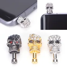 Пылезащитный штекер Универсальный 3,5 мм холодный металлический череп для наушников для Iphone для samsung Galaxy для htc для украшения