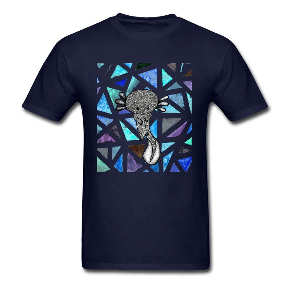 Tops Shirt Sweet Axolotl Summer Retro Printed Short Sleeve Cotton Fabric Round Collar Men's Top T-shirts Printed Tee-Shirt Sweet Axolotl navy