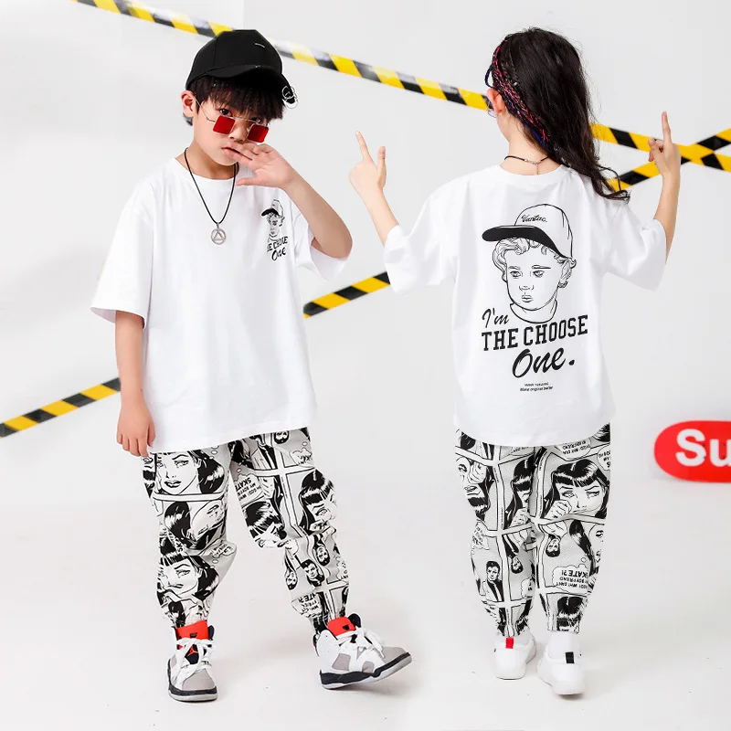 

Children's street dance suit boys hip hop costumes children's hiphop performance clothing girls stage show fashion clothing tide