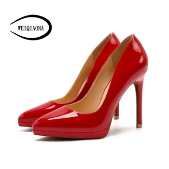 

WEIQIAONA 2020 Hot Sale New Spring Women Waterproof platform Super-high heel Pionted Pumps Dress Shoes Wedding Shoes OL