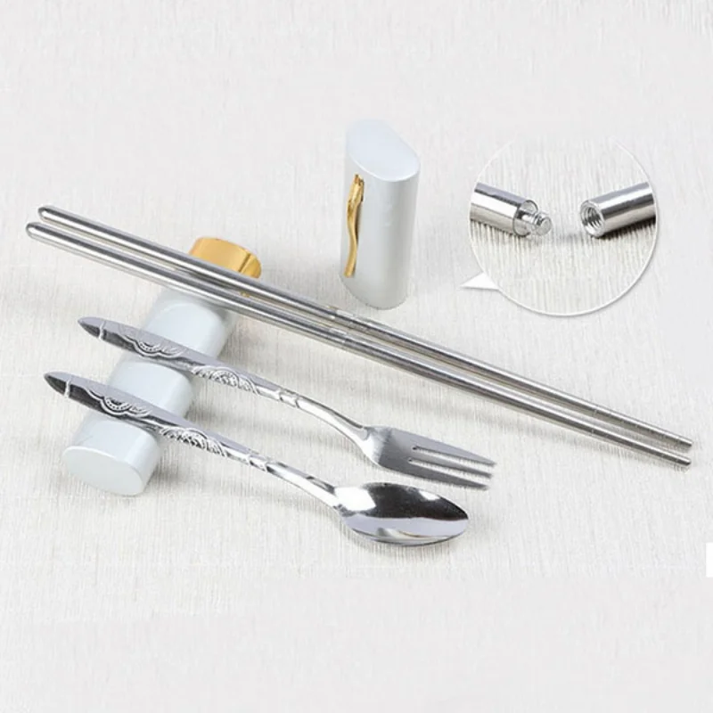Al aire libre nuevo EDC Camping viaje de acero inoxidable fácil cena Mini 3in1 Set cuchara tenedor palillos W8